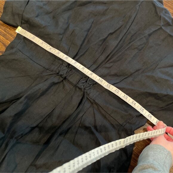 NWT Madewell Sz M Pleated Midi Shirtdress 100% Linen Black Short Sleeve NU580 - Picture 9 of 13